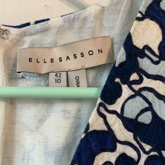 ELLE SASSON Flounder Cotton Blue Abstract Dress - Picture 6 of 12